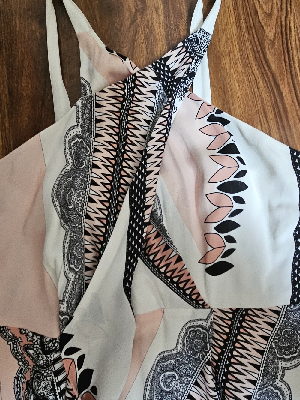 Reiss Pink White and Black Asymmetrical Halter Dress - Picture 3 of 6